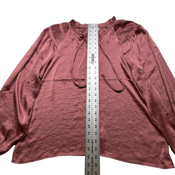 Philosophy Republic Clothing Pink Solid Ruffle Long‎ Sleeves Blouse Poly M (275) - Picture 4 of 10